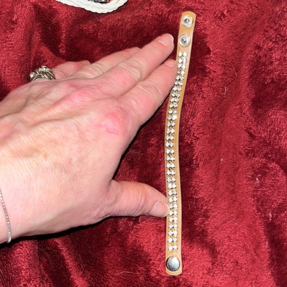 LEATHER bracelets w/ rhinestones 1 magnetic, 1 adjustable snap, I ornate… - Picture 7 of 10